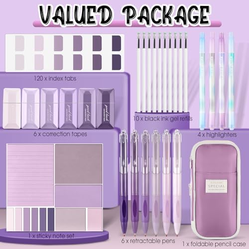 38pcs Aesthetic Office Supplies Kit, Purple Color, Classic - Image 2