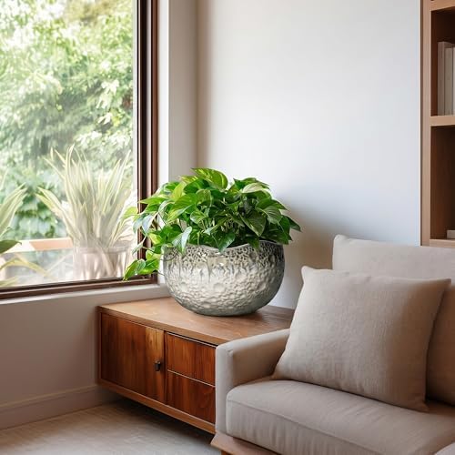 10 Inch Plant Pot, Ceramic Pots for Plants, Beige-Grey - Image 6