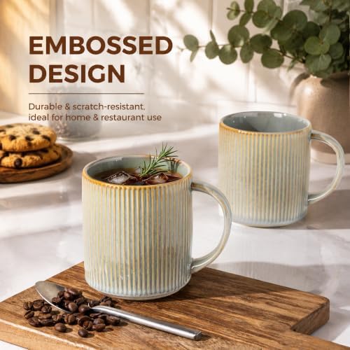 theterra Ceramic Coffee Mugs Set of 4, 14.2 oz Coffee Cups with Handle - Image 5