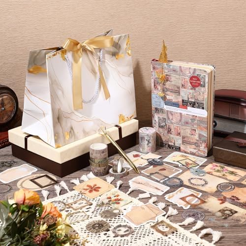DIY Journal Diary with Lock Pack Scrapbook Kit, Brown, Retro - Image 2