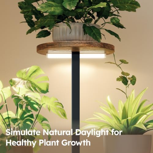 Homsorout Round Plant Stand Indoor with Grow Light, 5-Tiered Tall Plant Stand Indoor, Metal Plant Shelf with Adjustable Light, Ideal for Living Room, Garden, Patio (Black Brown) - Image 3