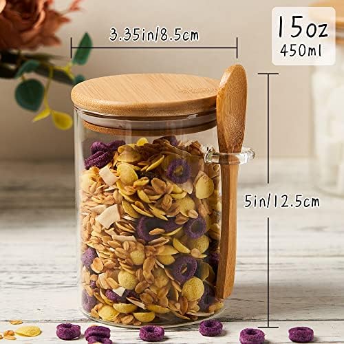 15 oz Glass Sugar Container, 2 Pack Coffee Container, Glass Jars with Lids - Image 2