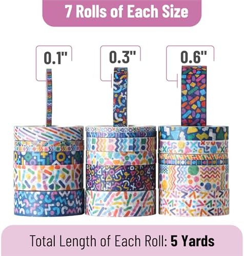Mr. Pen- Washi Tape Set, 21 Rolls, Assorted Sizes, 5 Yards/Roll - Image 4