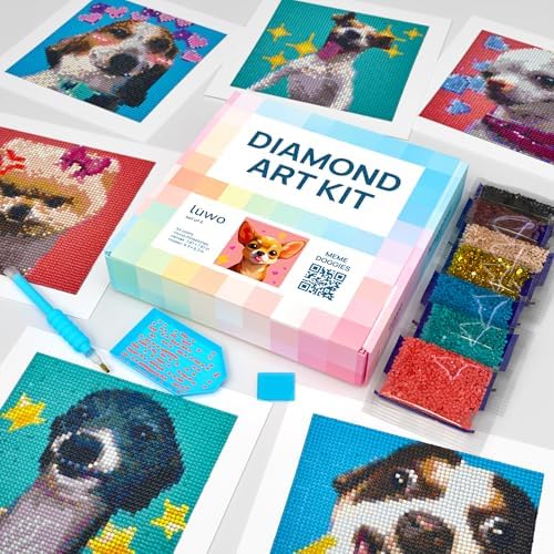 LuwoArte 6 Pack Diamond Painting Kits for Adults – Featuring Meme Doggies and Cute Dogs – Full Drill DIY Paint Gem Art for Adults – Brilliant 5D Diamond Painting Kit–Relaxing Craft for Home Wall Décor by LuwoArte