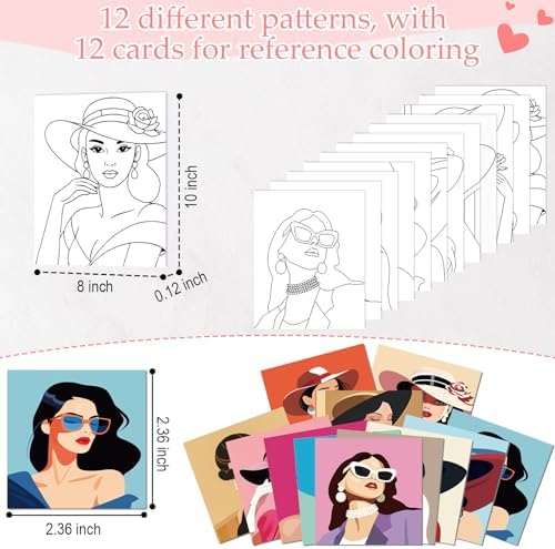 Ctosree 12 Pcs Pre Drawn Canvas for Painting,Cool Lady,8 x 10 Inch - Image 3