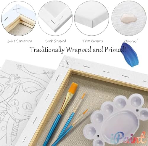 2Pcs Sip and Paint Kit for Adults,Valentines Couple Painting Kit Supplies Canvas, Pre Drawn Canvas to Paint for Date Night for Couples DIY Acrylic Painting Kits Party Favor 8×10 - Image 3