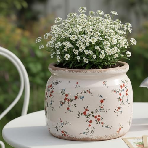 Cottagecore Ceramic Plant Pots, 6.29" French Country Floral Vase & Planters - Image 2