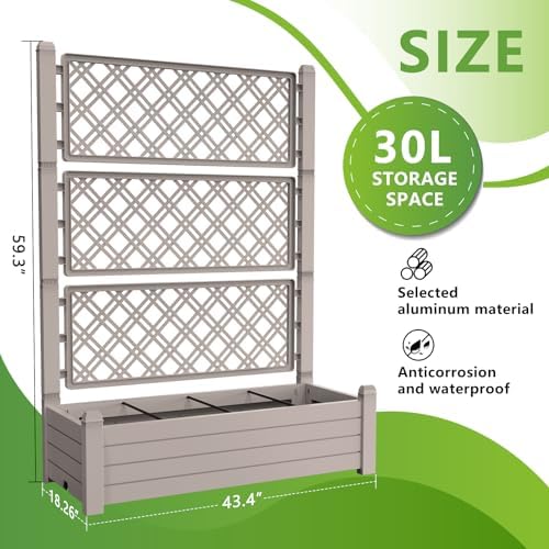 Elevated Raised Garden Bed,Outdoor Large Resin Patio Planter Box Stand Divisible with Drain Plug,Water Monitor for Plants Vegetables Flowers Fruits(Grey) - Image 2