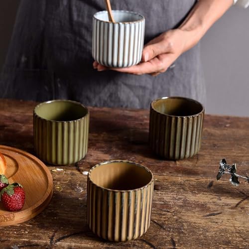 Japanese retro ceramic teacups, wine cups, water cups, restaurants, home offices Cement ash - Image 2