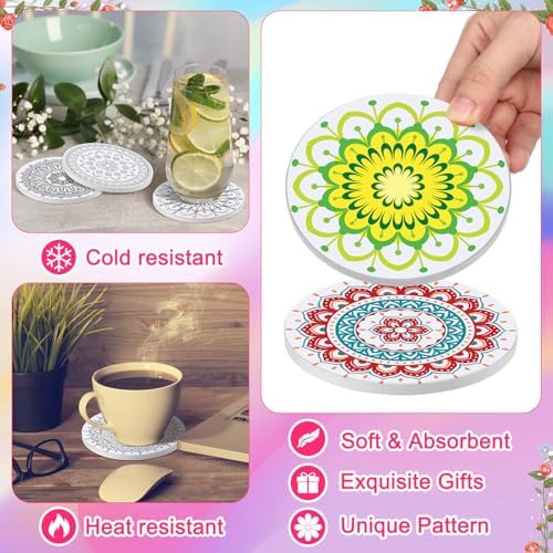 Potchen 12 Pcs Color Your Own Coaster DIY Kits,Mandala - Image 5