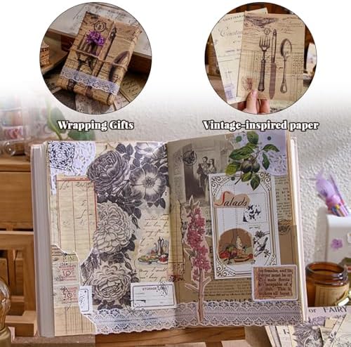 120Pcs Vintage Scrapbook Paper Kit for Junk Journal Supplies Stationery - Image 5