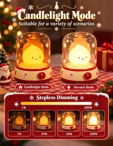 WANDIEA Rechargeable Night Light for Kids, Christmas Decor & Bedroom Lamp - Image 3