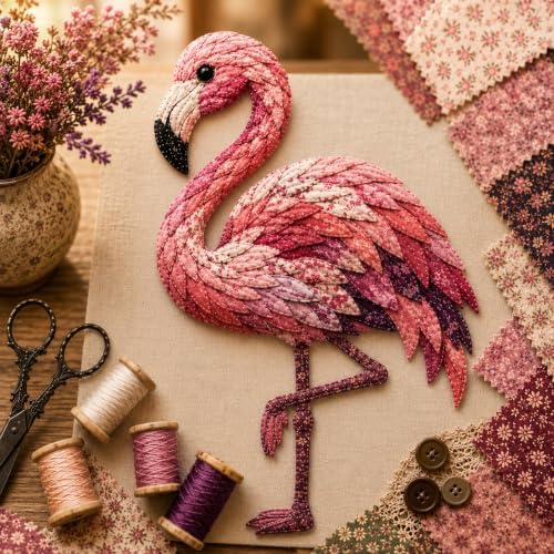 3D Patchwork Bird DIY Craft Kit, Home Wall Decor Gift, Stress Relief, Creative Handmade Art, Bird Design, Colorful, Delicate, Easy for Beginners, Unique Gift for Adults(Flamingo) by Unknown