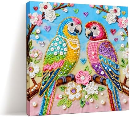 LQCrafK DIY 3D Pearl Art Painting Handcraft Kit for Adults Beginners, Home Wall Decoration, Creative Design Framed Painting with Tools-Parrot by LQCrafK