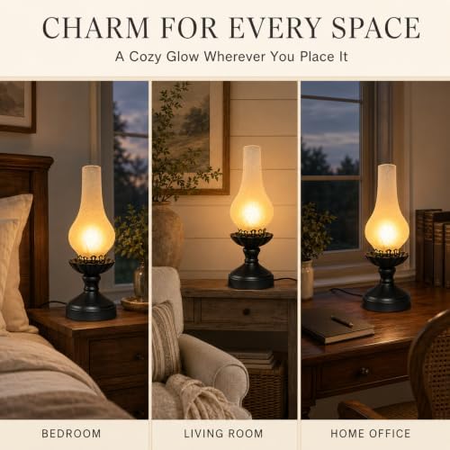 Vintage Table Lamp with Crackle Milk-White Glass Shade - Image 6
