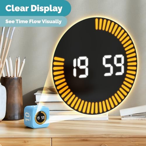 KADAMS Pomodoro Cube Timer Productivity Visual Timer - 5/10/25/50 Min Rotating Countdown (1, Blue) - Image 3