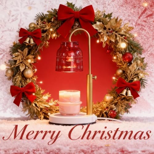 AIKUT Christmas Candle Warmer Lamp, with 2 Bulbs,Timer & Dimmer,Compatible with Large Yankee Candle Jars,3 Wick Candles,Height Adjustable Electric Top Melter,Red,110-120v - Image 6