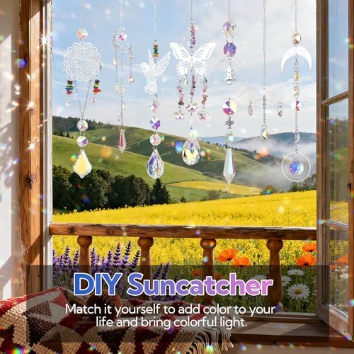 860 PCS DIY Suncatcher Kit Sun Catchers Making Supplies Arts and Crafts for Adults Hanging Prism Suncatcher Kits for Adults with Crystals Sun Catchers Indoor Window Garden Christmas Decor Wedding Home - Image 7
