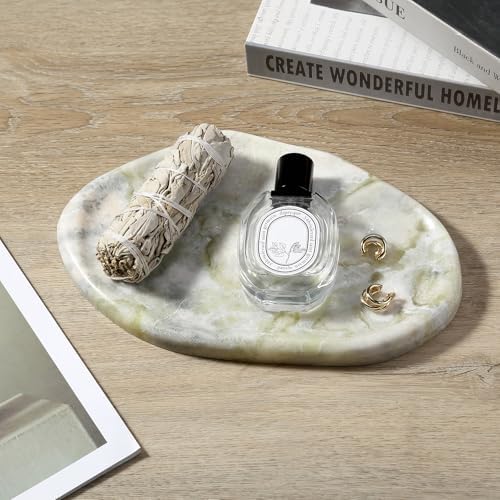 Koville Luxury Natural Green Marble Vanity Tray, Cloud Shape Serving Stone Key Tray for Home Decor, 10" x 7" Marble Storage Trays for Bathroom, Stone Plate Holder for Perfume, Candle and Jewelry - Image 6