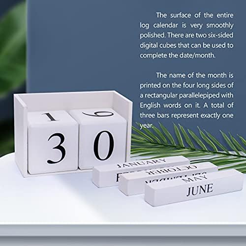 Notakia Wooden Gaobei Desk Blocks Calendar Perpetual Block Month Date Display (Large white) - Image 3