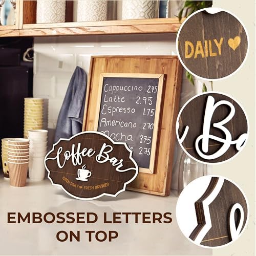 Woodamore Small Coffee Bar Sign for Wall, 7x11.3 Vintage Wood Kitchen Decor - Image 5