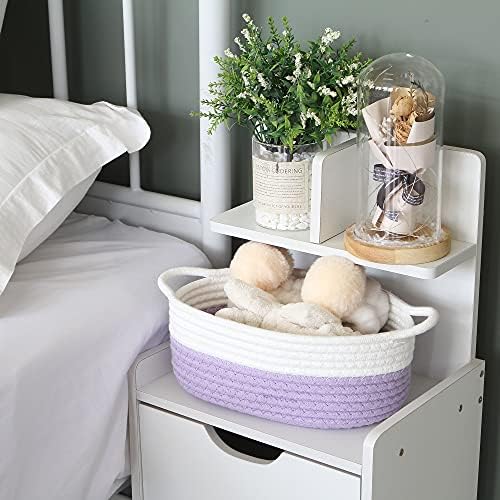 Sea Team 2-Pack Compact Woven Cotton Rope Storage Baskets, Lavender - Image 2