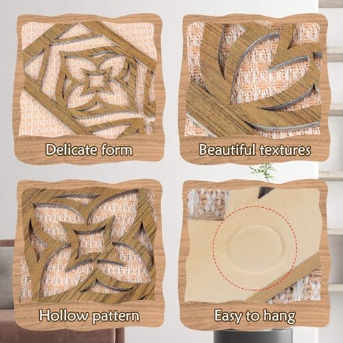 Zzbakress 2 Pcs Mid Century Modern Wall Decor Wooden Abstract Geometric Art for Home Living Room Bedroom (Style X) - Image 4