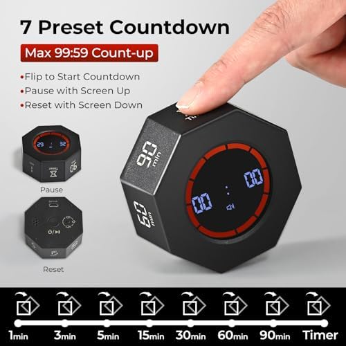 Rechargeable Pomodoro Timer, Small Gravity Timer (Space Gray) - Image 2