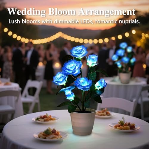 Blue Rose Flower Lamp Romantic Floral Table Decor Gifts for Women Mom - Image 5