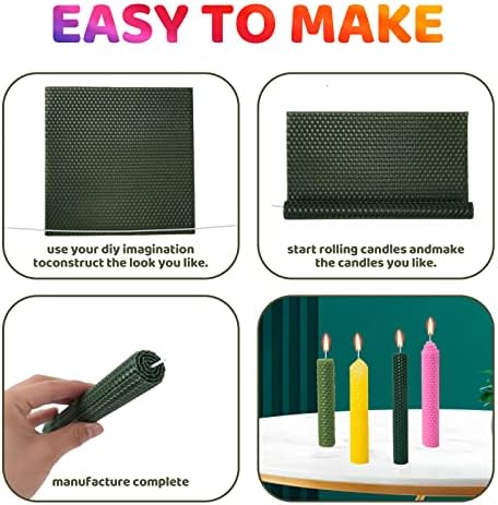 24 Pack 10x8 Inch Beeswax Sheets - Candle Making Kit Supplies for Christmas - DIY Crafts Gift for Kids, Beginners, Experts Alike - Honeycomb Sheet Included - Image 3