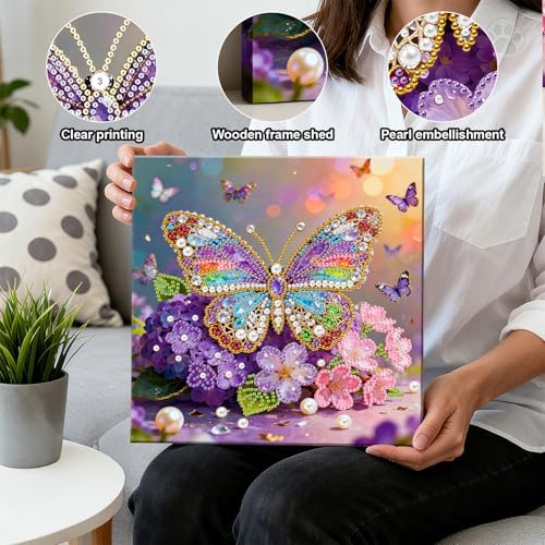 LQCrafK DIY Pearl Art Painting Handcraft Kit for Adults Beginners, Healing Stress-Relieving Home Wall Creative Design Decoration, Framed Painting with Tools-Butterfly - Image 5