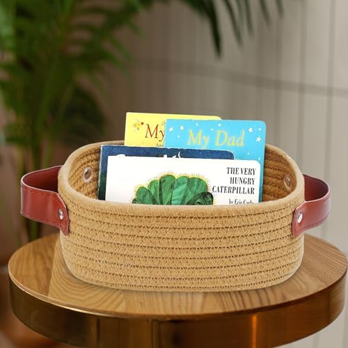 ABenkle Small Storage Basket, Mini Rope Woven Baskets, Cute Shelf Closet Storage Organizer, Boho Decorative Toy Bin for Nursery, Living Room, Spa, Empty Gift Basket - XS, Brown - Image 3