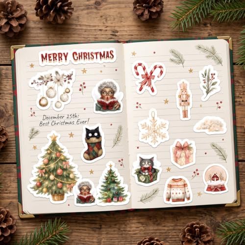 Christmas Sticker Book 32 Sheets Stickers Scrapbooking Journaling Supplies - Image 7
