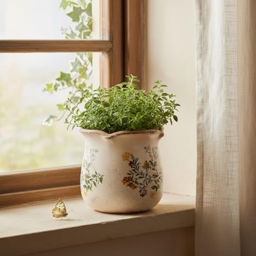 Ceramic Flower Vase, Rustic Farmhouse Vases & Planting Pots with Drainage - Image 2