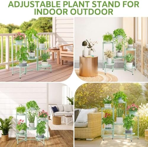 iDavosic.ly 6 Tier Large Plant Stand Indoor Outdoor, 10 In Wide Tray, Green - Image 2