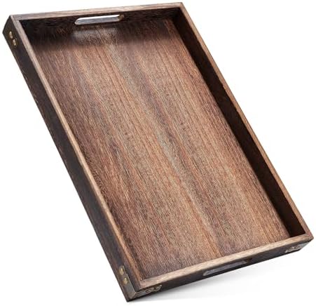 Wood Serving Tray - 17In Large Serving Tray with Handles | Decorative Tray by Hanber