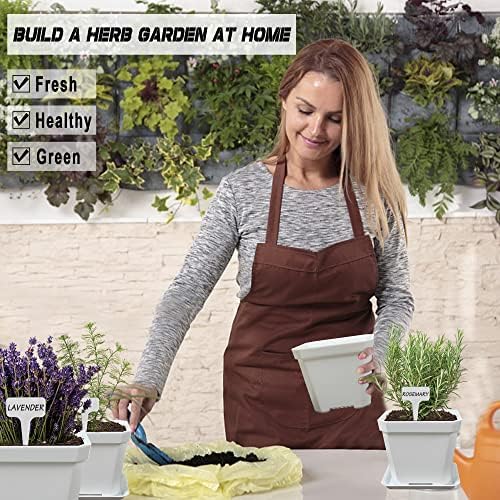 Meekear 10 Herb Seeds Garden Starter Grow Kit with White Pots, Markers, Nutritional Soil, Watering, Herb Clipper, Complete Indoor Potted Plant Growing Set for Kitchen DIY - Image 6