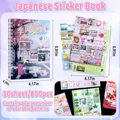 800Pcs Japanese Sticker Book for Journaling Adult, Cute Scrapbook Stickers - Image 5