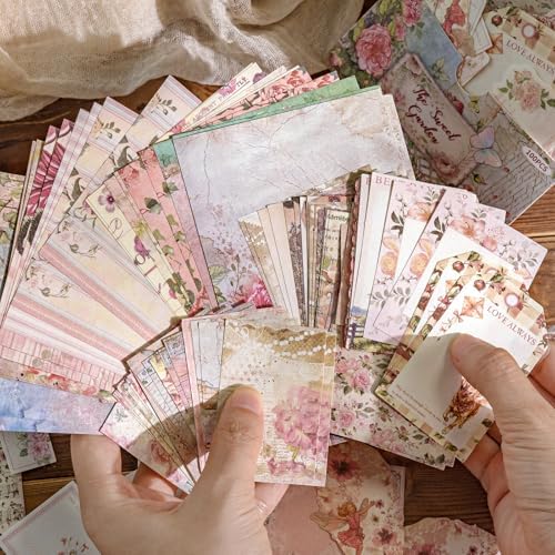 400 Sheets Floral Scrapbook Paper, 4 Packs Junk Journal Scrapbooking Supplies for Journaling, Scrapbooking Embellishments, Planner, Card Making, Collage - Image 3