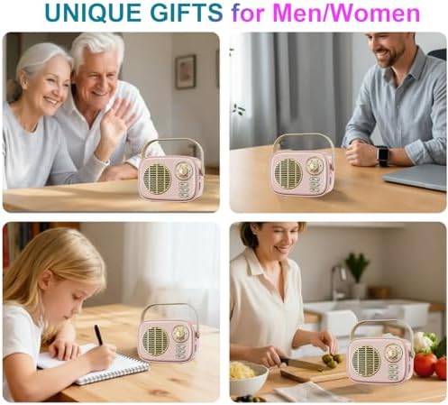 Retro Bluetooth Speaker,Vintage Decor for Kitchen Desk Bedroom Office Pink - Image 5