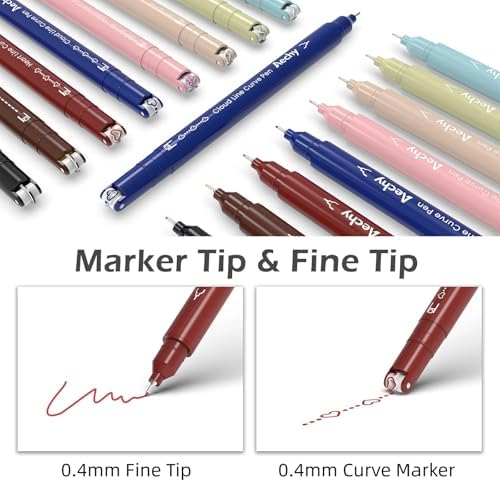 AECHY Dual Tip Curve Highlighter Pens,8 Pattern Roller & 8 Fine Tip Pens - Image 2