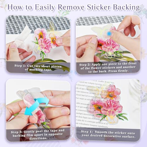 240Pcs Gilt Flower Stickers for Scrapbooking,Self-Adhesive Floral Stickers Scrapbook Supplies Journaling for Water Bottle Adult Card Making Letters DIY Cards Decoration - Image 2