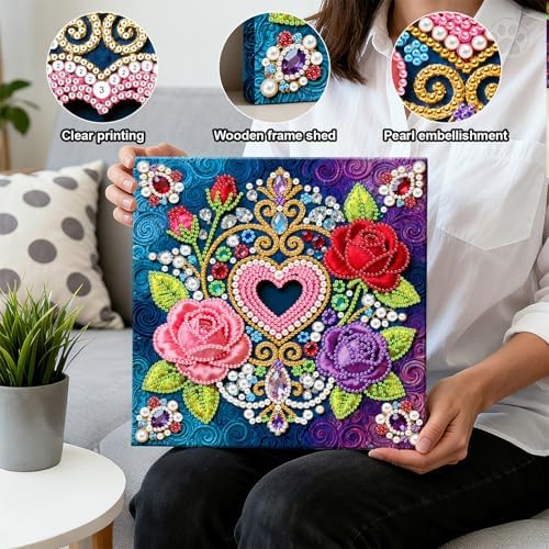 LQCrafK DIY 3D Pearl Art Painting Handcraft Kit for Adults Beginners, Home Wall Decoration, Creative Design Framed Painting with Tools-Rose - Image 4