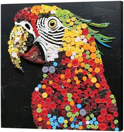Framed Button Art Kit 11.8" DIY Mosaic Craft for Adults(Parrot) by Unknown