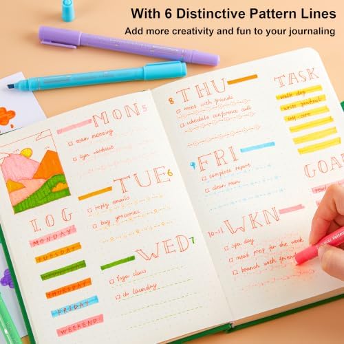 12 Pack Curve Highlighter Pen Set, 6 Different Shapes Dual Tip Marker Highlighters for Journaling Drawing Note Taking,Curve Highlighter pens for Planner Scrapbook School Supplies - Image 3