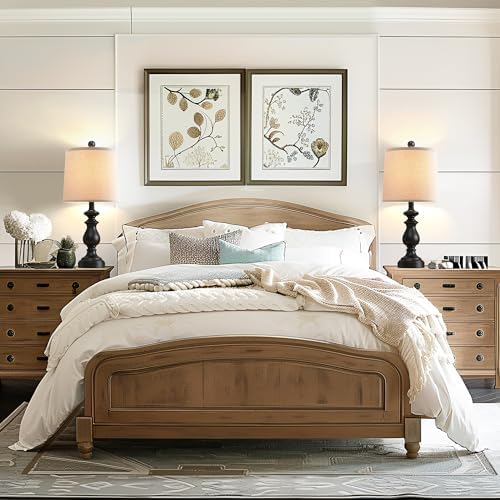 PARTPHONER Traditional Table Lamp Set of 2, Rustic Farmhouse Table Lamps for Living Room Bedroom, 22" Bedside Desk Lamps Vintage Nightstand Lamps with Linen Shades, Black - Image 6
