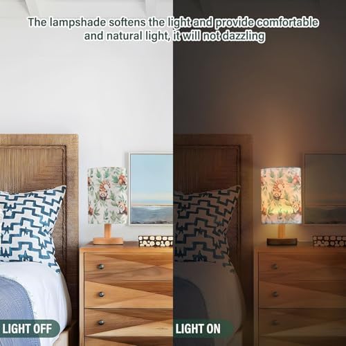 Fustylead Cute Red Panda Green Leaves Bedside Table Lamps with USB Port for Bedroom Lamp Accent Table Lamp Small Nightstand Lamp Sturdy Linen Shade Wooden Decorative Lamps for Home|Kids|Holiday - Image 3