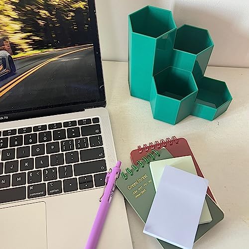 Pencil Organizer Pen Holder for Desk Pens Cup Small Desk Organizer Cute Pen Holder for Office,School and Home (Teal, L-Shape) - Image 5