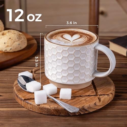 GBhome 12 OZ Stackable Coffee Mugs Set of 6, Ceramic Coffee Cups Set - Image 2