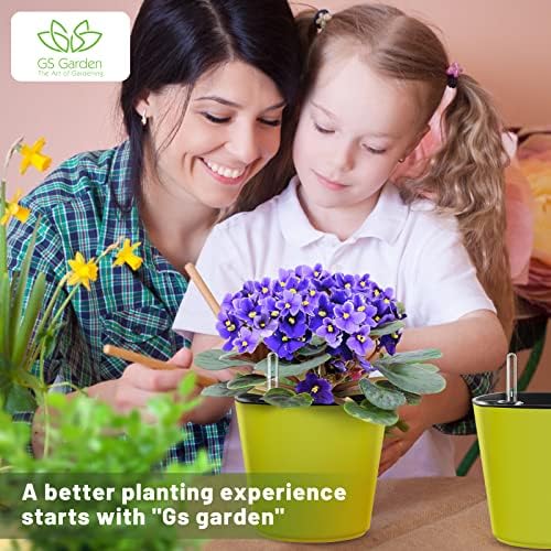 Self Watering Planters for Indoor Plants 7 inch Flower Pot with Water Level Indicator Lemon Green 3 Pack African Violet Self Watering Pots for All Orchid Agave - Image 2